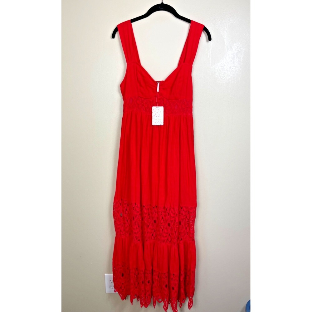 Free People Dress Women's 6 Rhapsody Crochet Lace Boho Fairy Western Maxi Dress - Picture 3 of 16